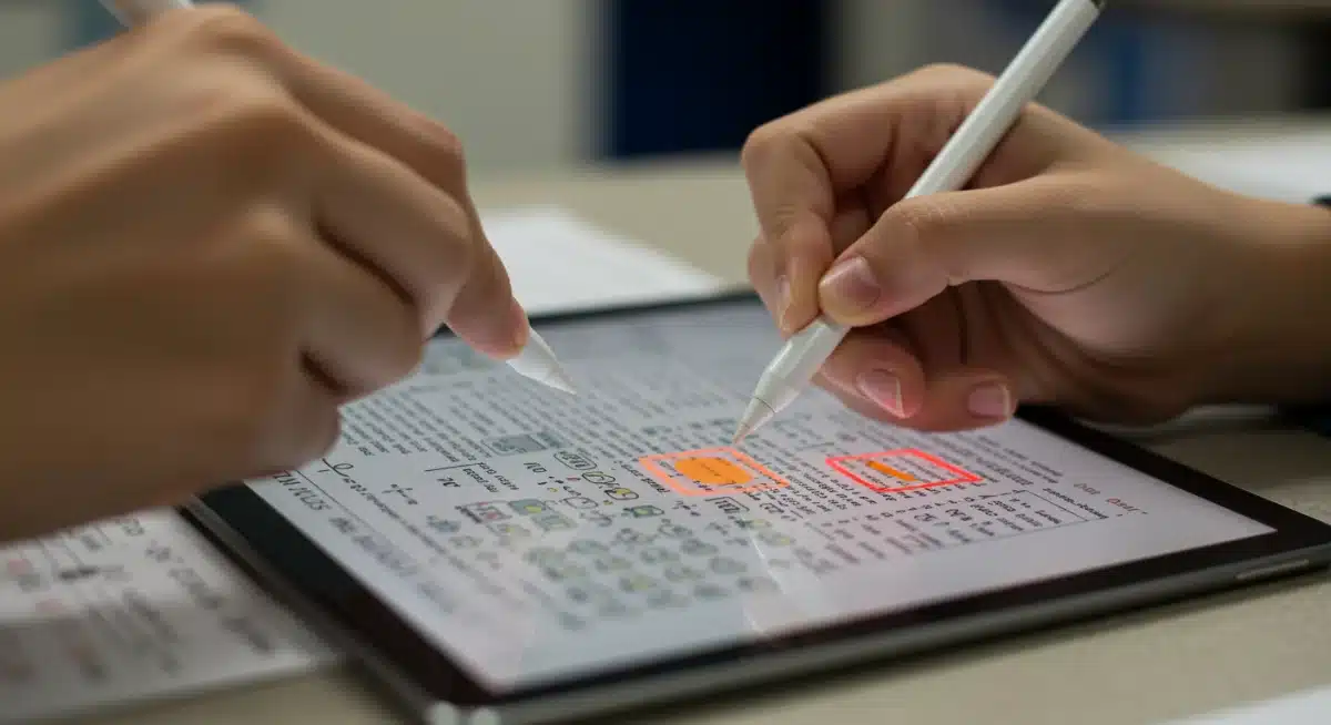 Interactive digital test question on a tablet with stylus