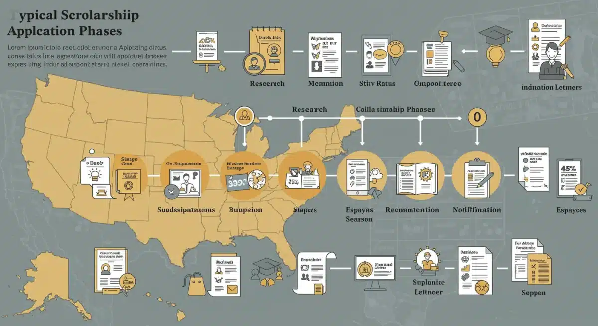 Infographic of scholarship application timeline and phases