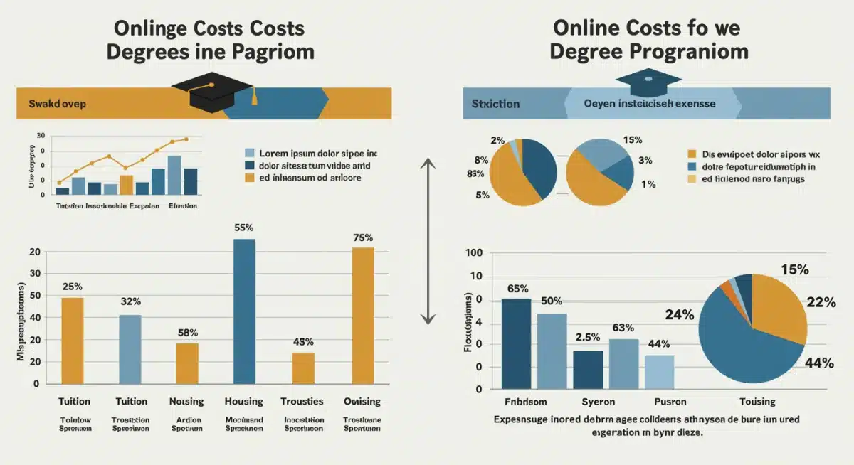 Infographic comparing financial costs of online versus in-person college degrees.
