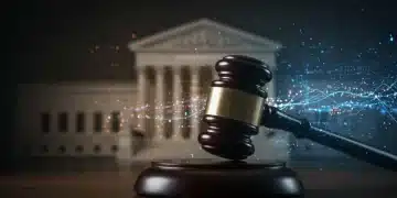 Gavel on data streams, Supreme Court ruling on tech privacy