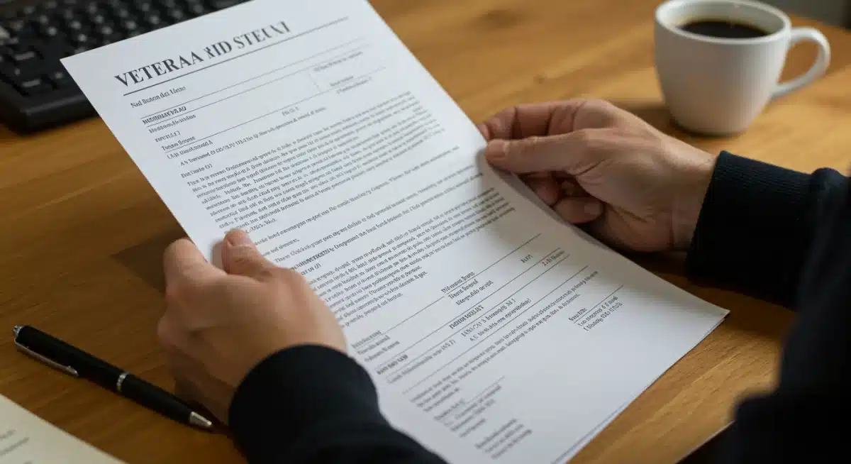 Veteran reviewing financial aid documents for benefits assistance