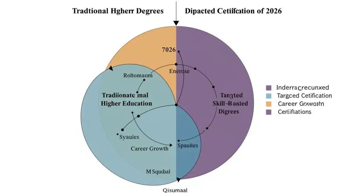 Venn diagram comparing benefits of degrees and skill training in 2026