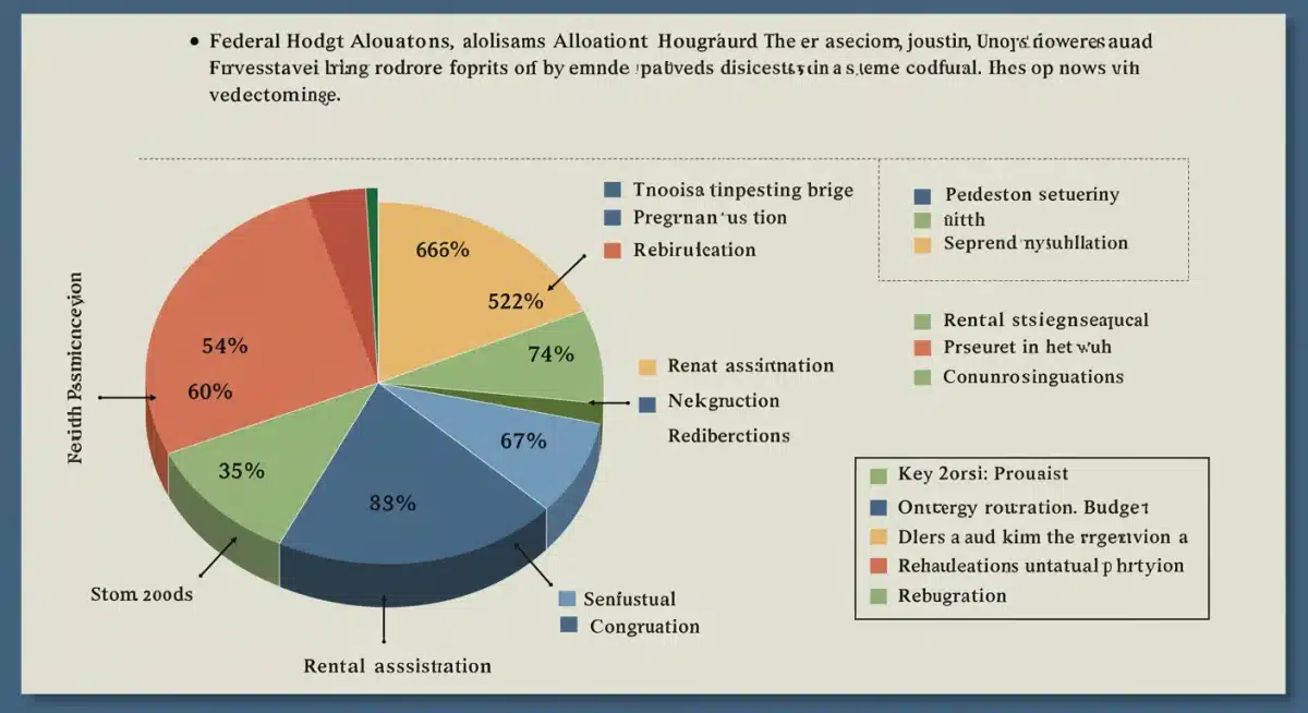 Infographic detailing federal housing budget allocation across various programs.