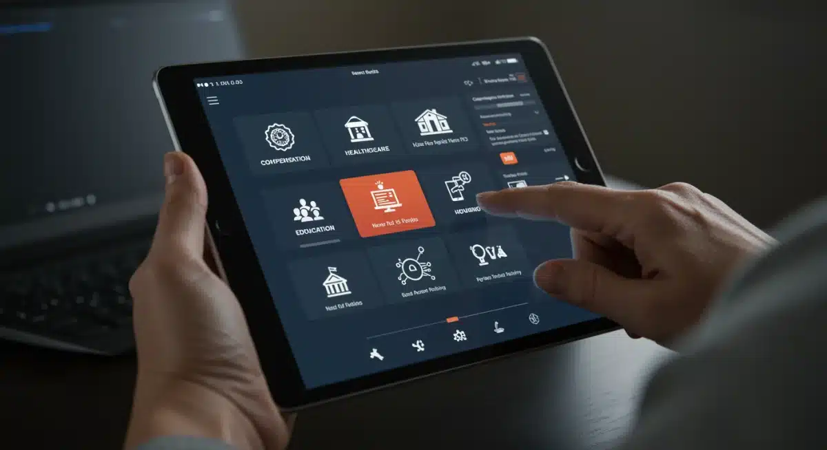 Digital portal showing updated veterans' benefits categories and policy alerts