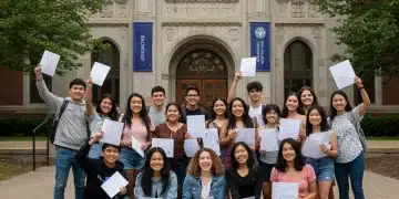 Students celebrating college acceptance at a top US university in 2026