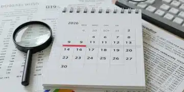 Calendar showing 2026 with disability application documents and magnifying glass, symbolizing future benefit changes.