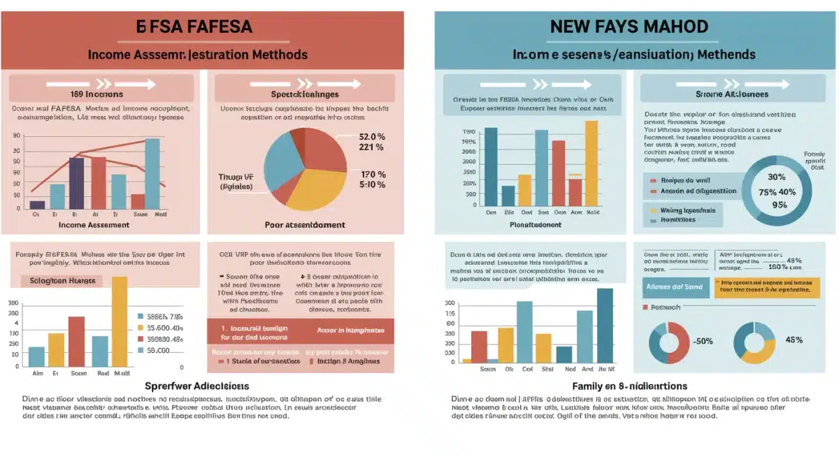 Infographic comparing old and new FAFSA calculation methods, showing changes in income and family contributions.
