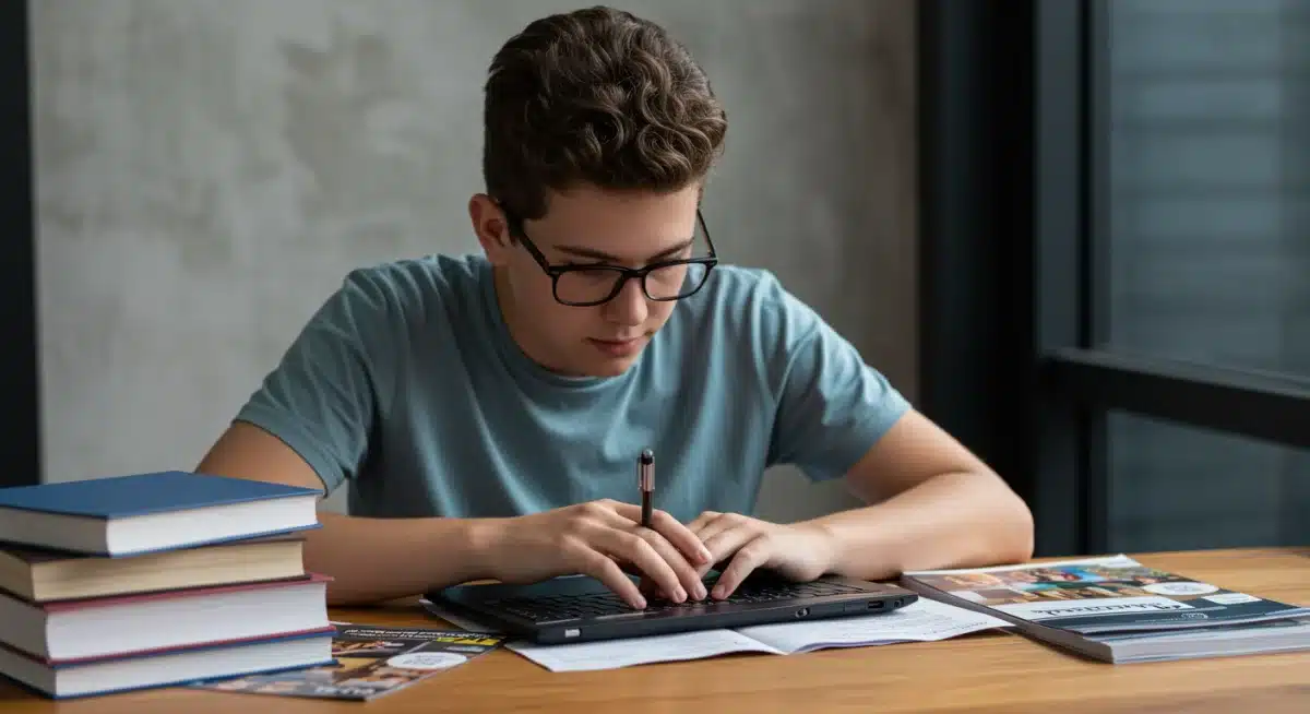 Student preparing 2026 college applications with focused effort