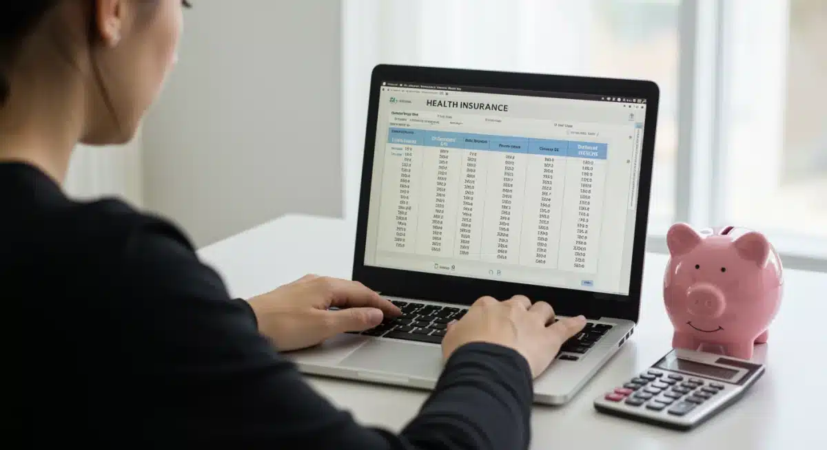 Individual comparing health insurance plans on a laptop to find cost savings.