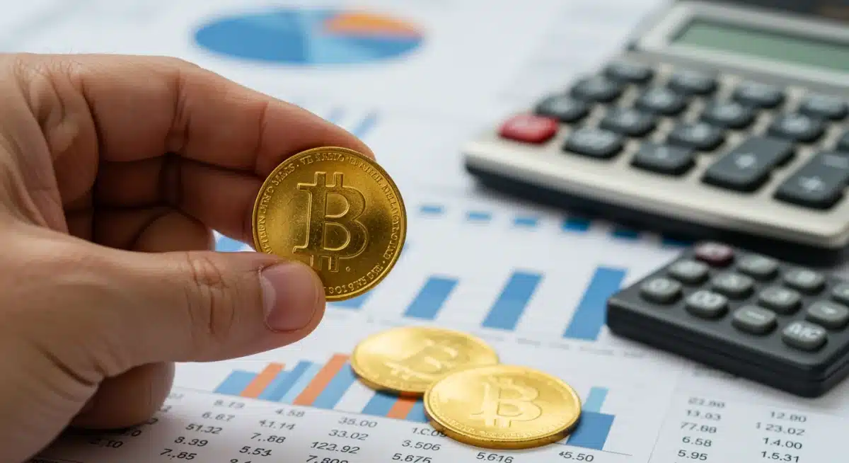 Hand holding a gold coin, symbolizing tangible assets against inflation.