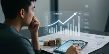 Person analyzing rising inflation data on a screen to protect savings.