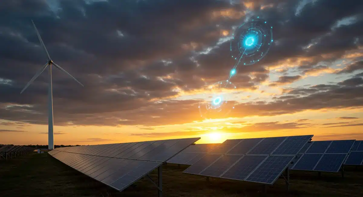 Renewable energy infrastructure with solar panels and wind turbines