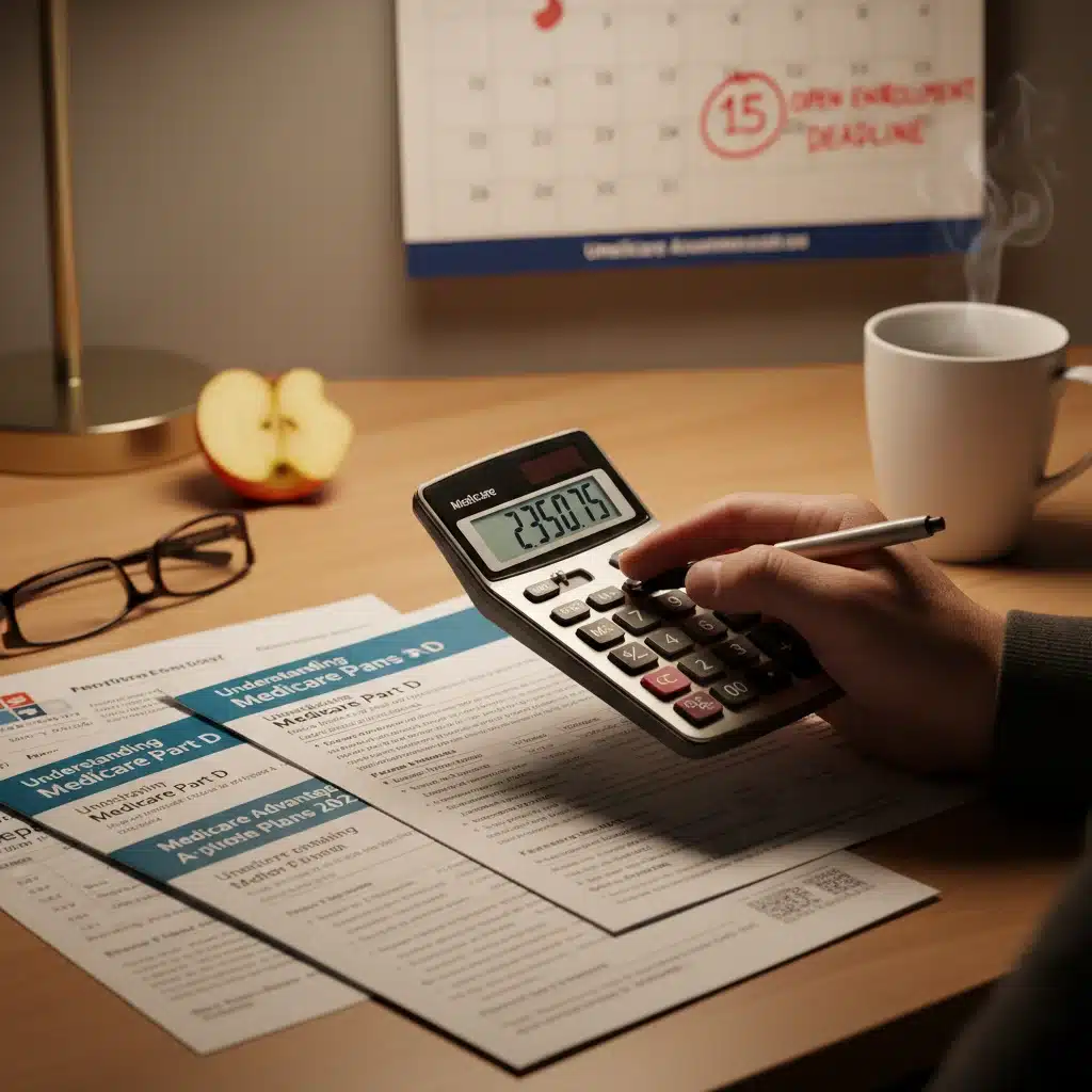 Person calculating Medicare healthcare expenses and budgeting