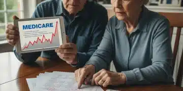 Senior couple reviewing Medicare Part B premium increase documents