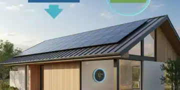 Modern home with solar panels, smart thermostat, and green landscaping, symbolizing 2026 energy efficiency tax credits and rebates.