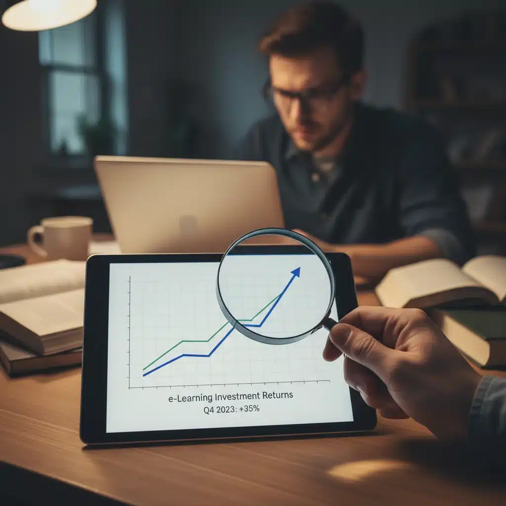 Analyzing financial growth from online education investments, highlighting individual study and return.
