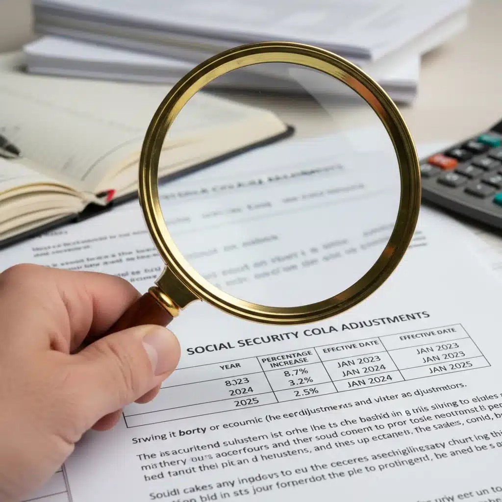 Magnifying glass over Social Security adjustment document