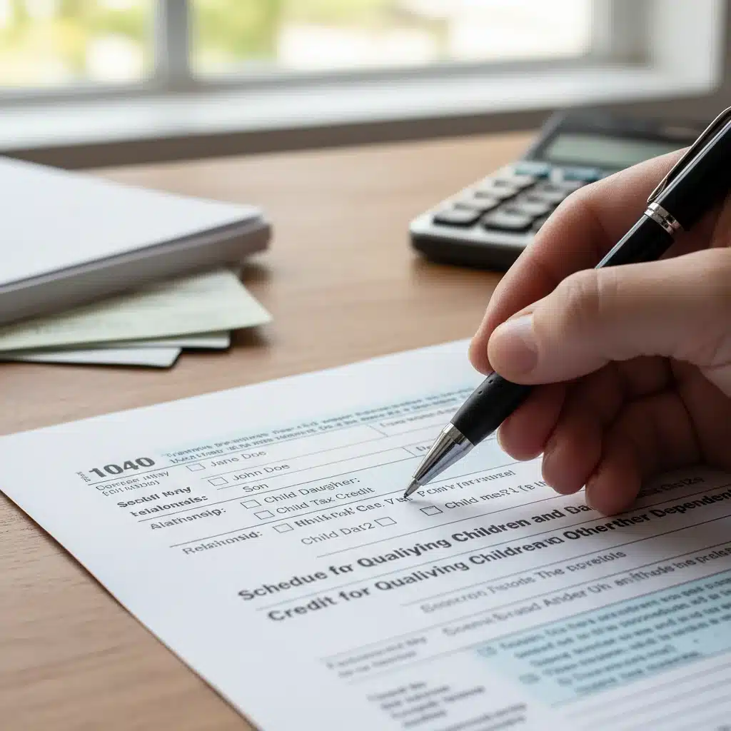 Filling out tax forms for Child Tax Credit 2026 claim