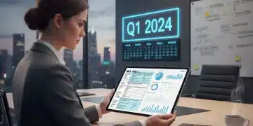 Professional analyzing 2026 tax forms on tablet for Q1 deductions