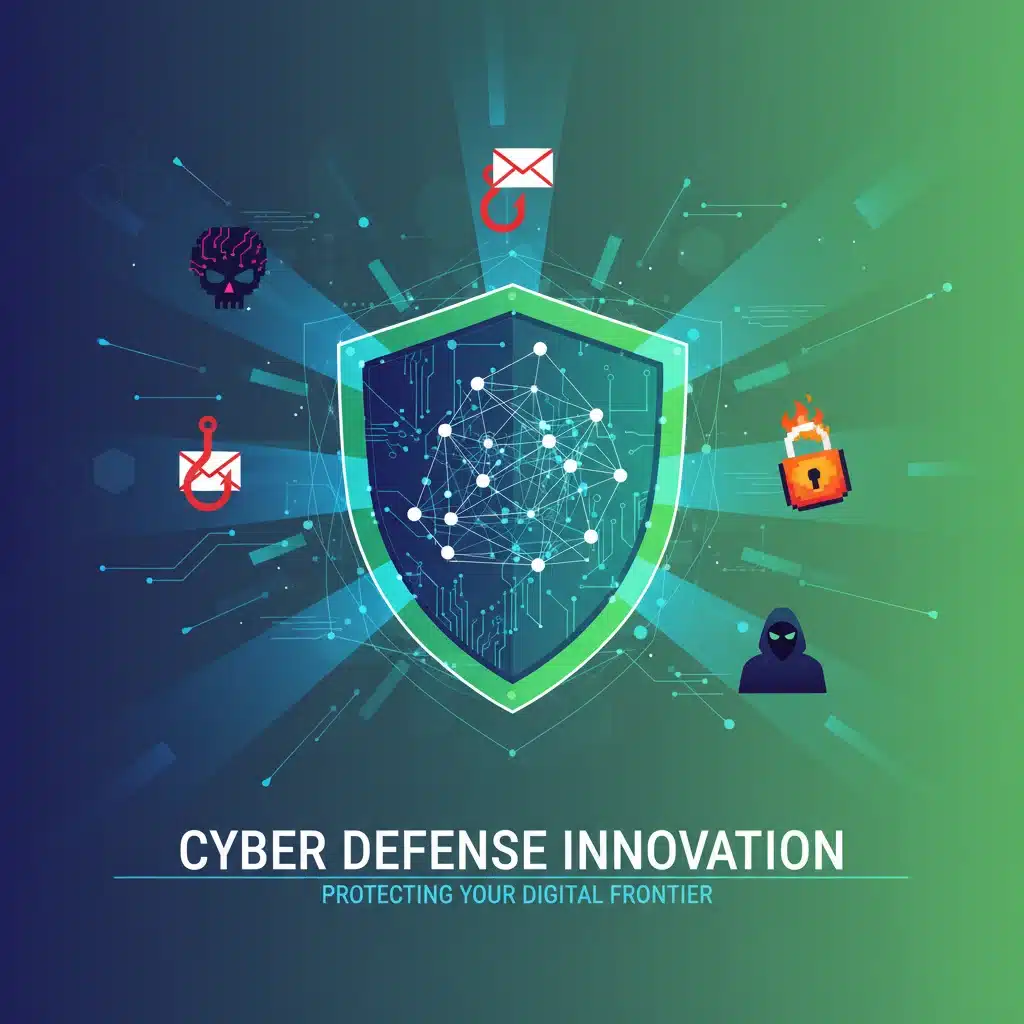 Cybersecurity shield protecting digital network from threats