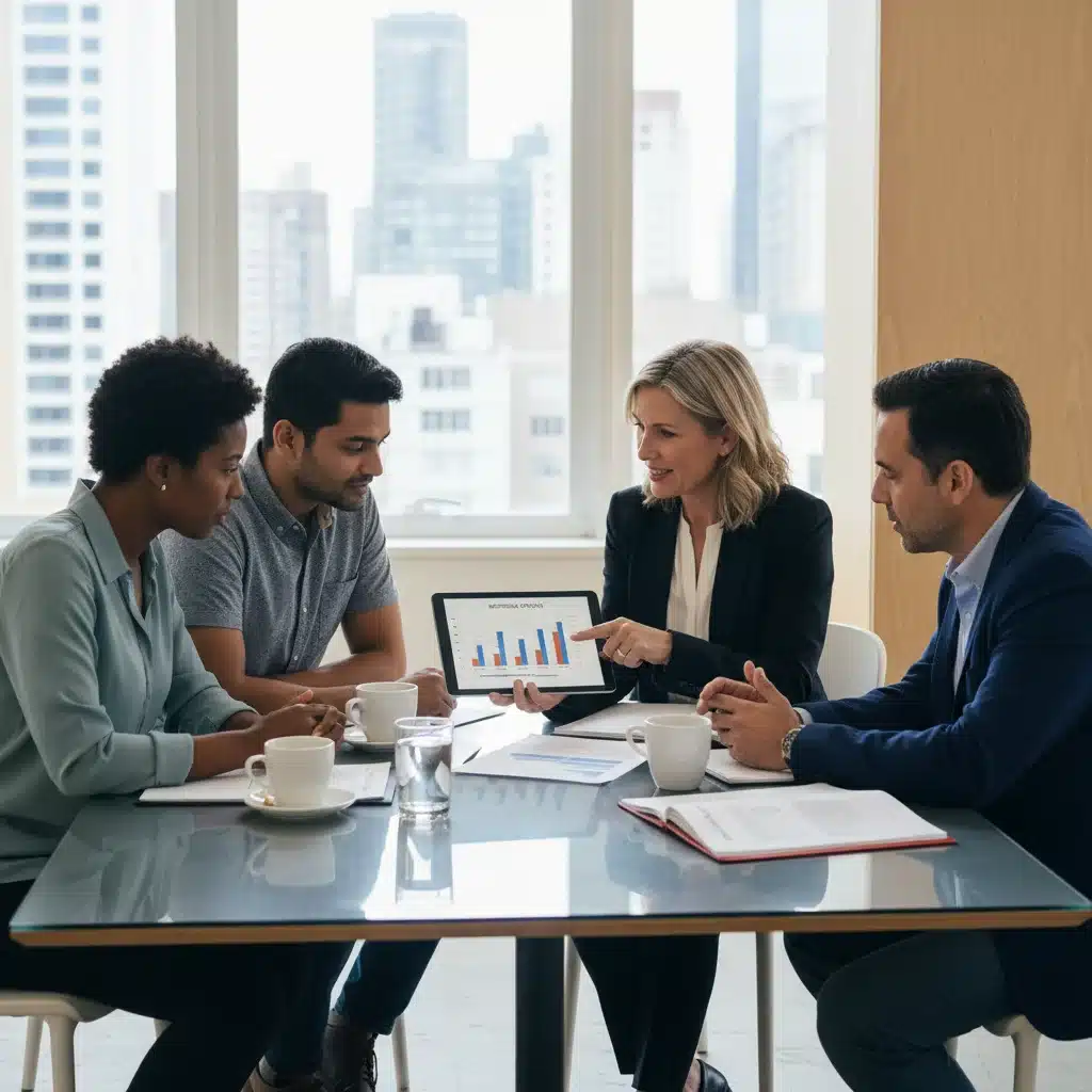 Diverse group consulting financial advisor about mortgage refinancing options