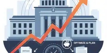 Graphic showing rising interest rates and documents, symbolizing financial planning for 2026 Fed rate hikes.