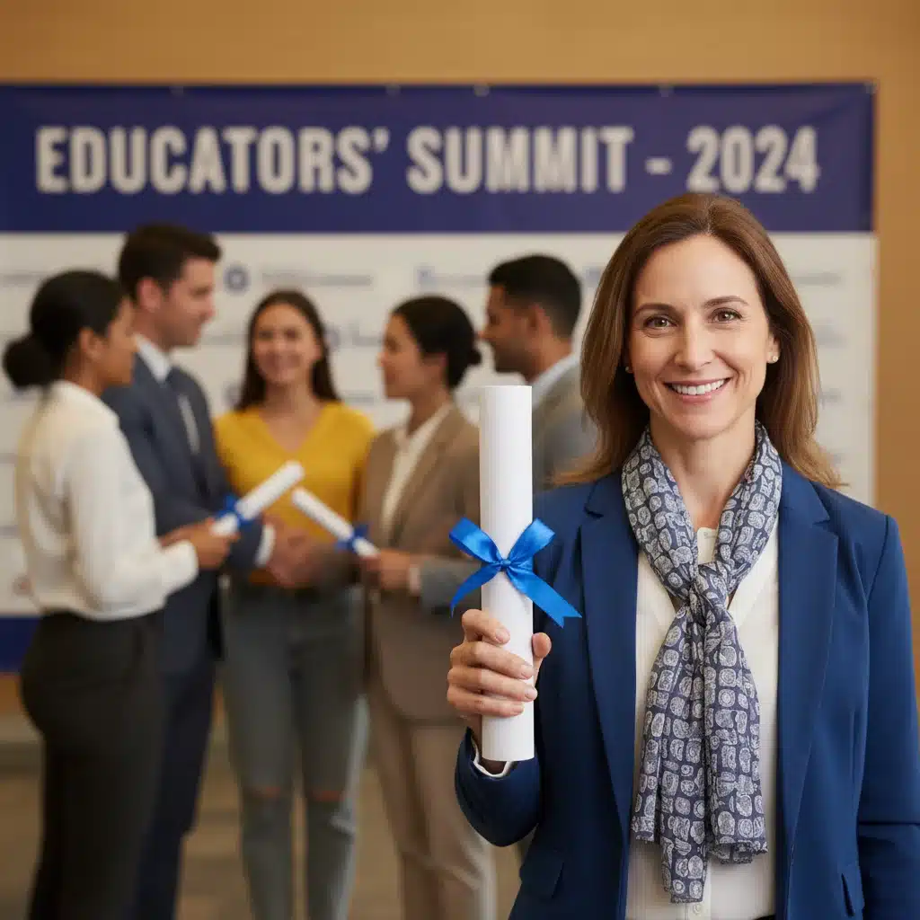 Teacher receiving professional development certificate