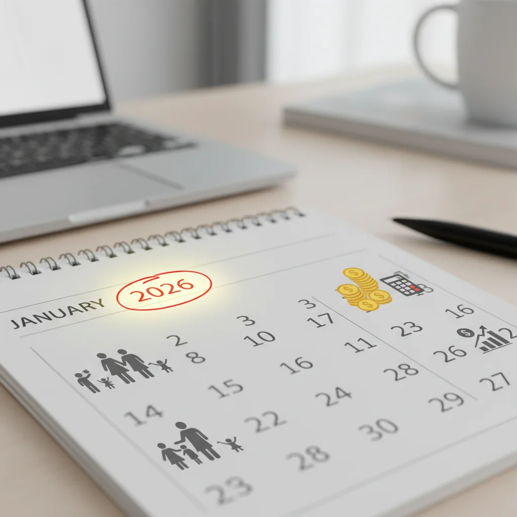 Calendar with 2026 highlighted, symbolizing future financial planning