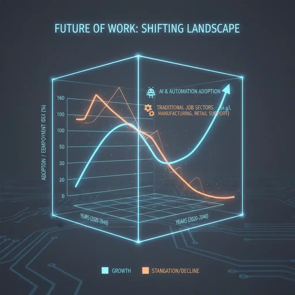 Graph illustrating AI and automation adoption versus traditional job trends