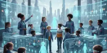 Navigating AI in K-12 Education: 5 Key Policy Updates for 2026 Students and teachers using AI in a modern K-12 classroom, focusing on policy updates.