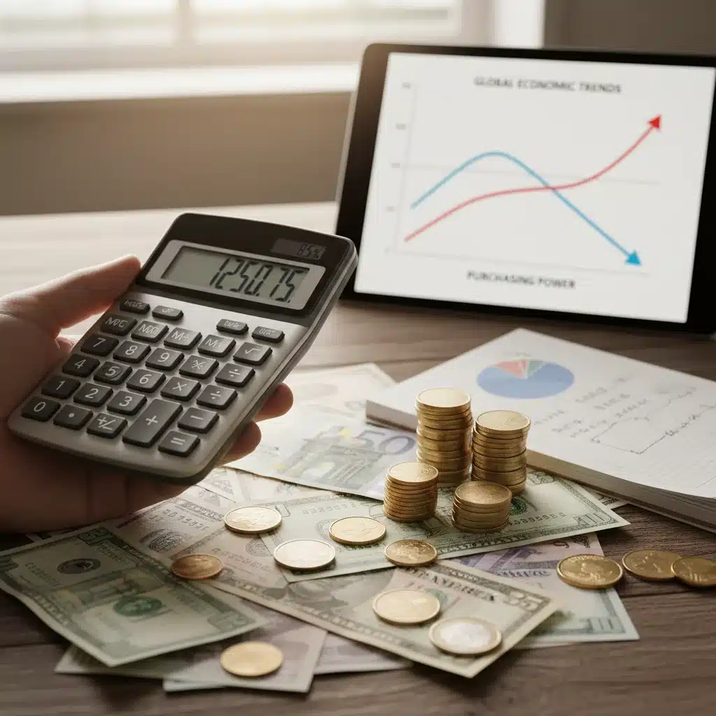 Person calculating household budget amidst rising inflation