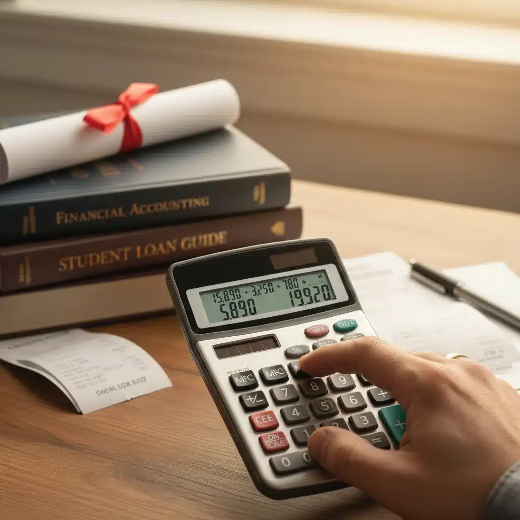 Hand using calculator to sum up educational expenses, symbolizing financial planning