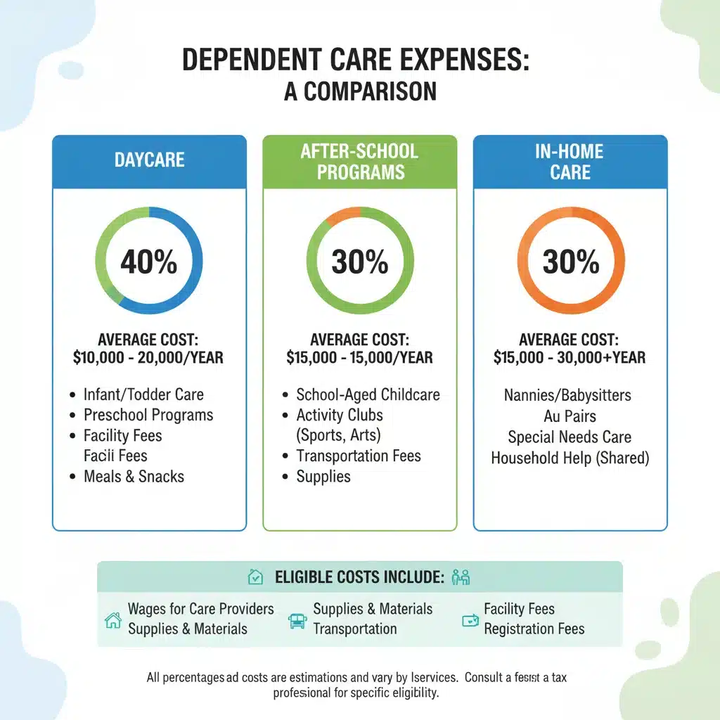 Infographic comparing various dependent care expenses and costs