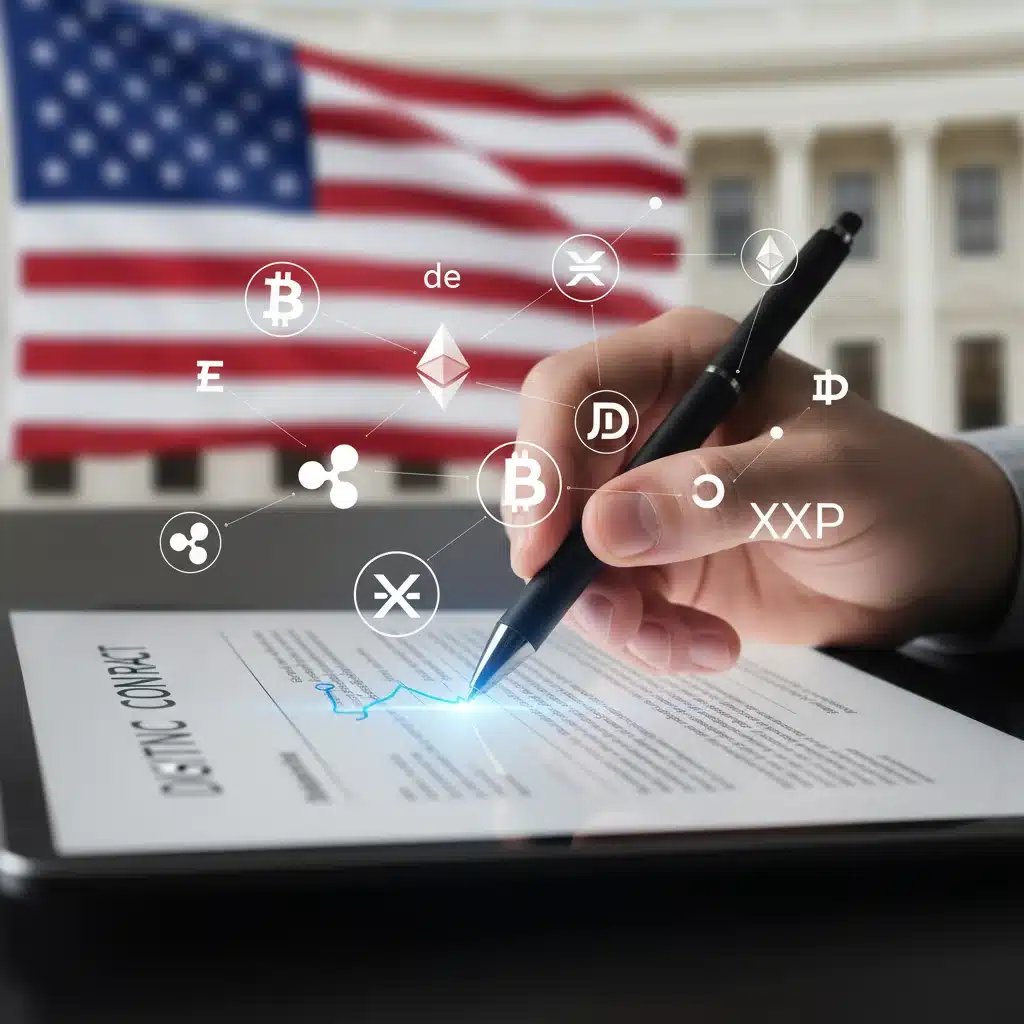 Legal document signing for new digital asset laws and regulations in the United States.