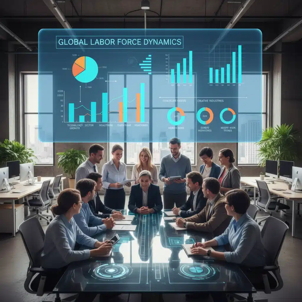 Diverse professionals collaborating, symbolizing labor force dynamics