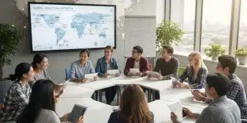International Education Trends 2026: Developing Global Citizens Diverse students collaborating in a modern classroom, embodying global education trends.