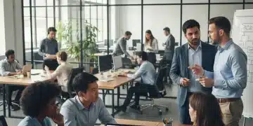 Employer Tuition Reimbursement 2026: Maximize Your Educational Benefits Professionals collaborating, symbolizing career growth and educational benefits in 2026