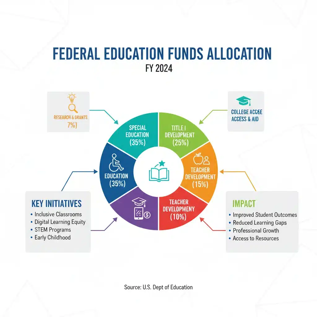 Infographic detailing federal education fund allocation categories