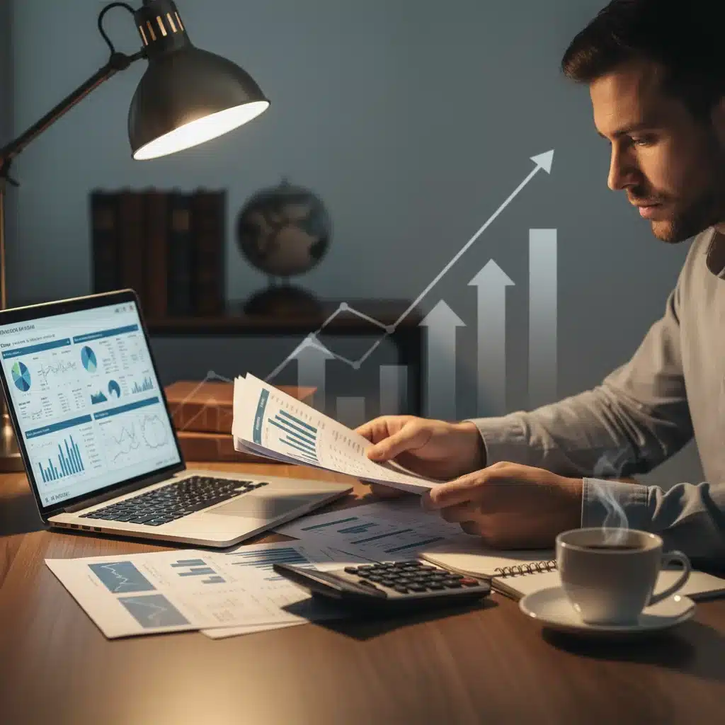 Person meticulously reviewing financial documents for future investments