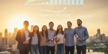 Graduates looking at financial charts, symbolizing student loan refinancing benefits