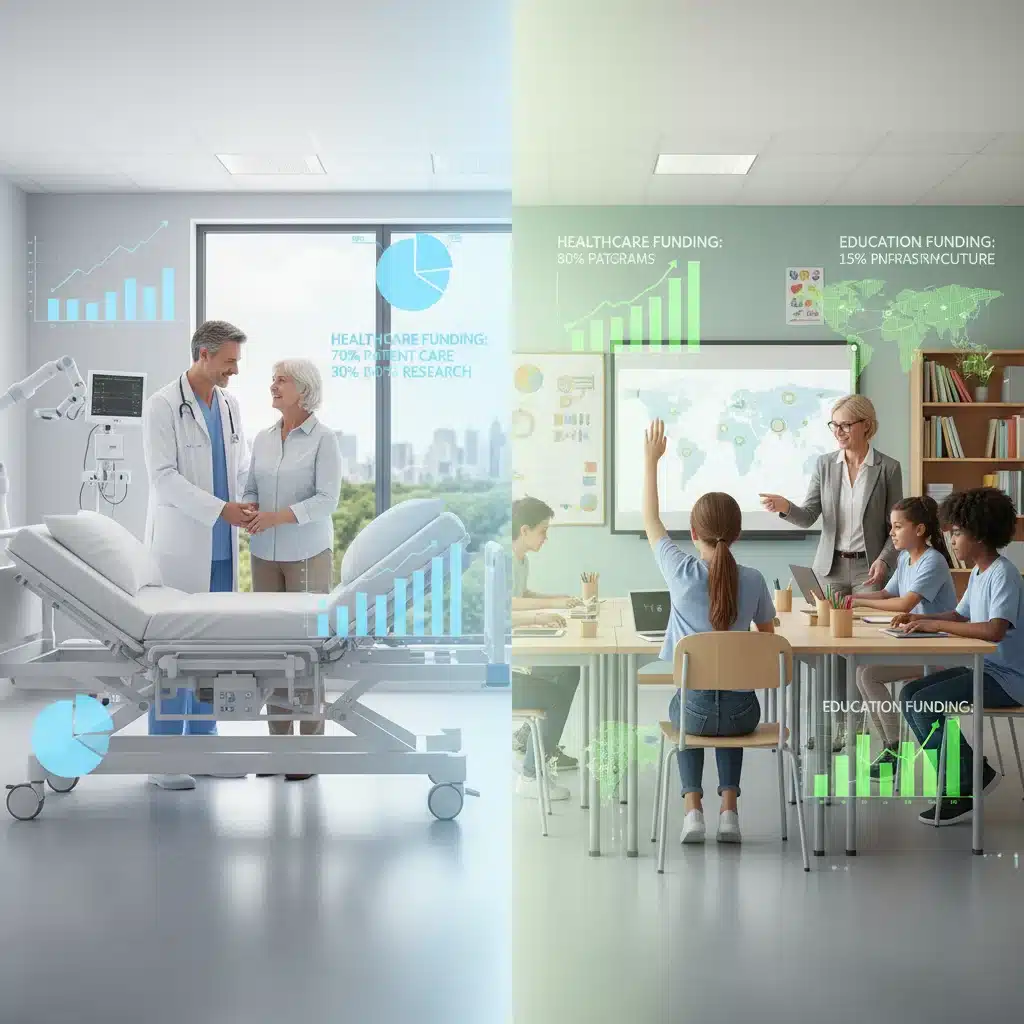 Comparison of healthcare and education funding impacts from federal budget