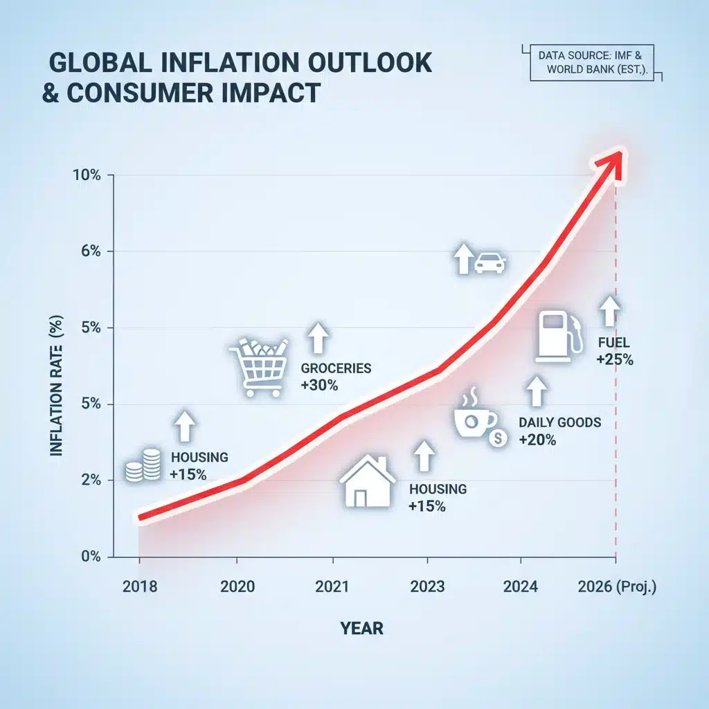 Inflation trend graph affecting cost of living adjustments