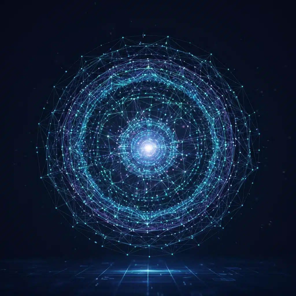 Abstract illustration of multi-layered cybersecurity defense architecture