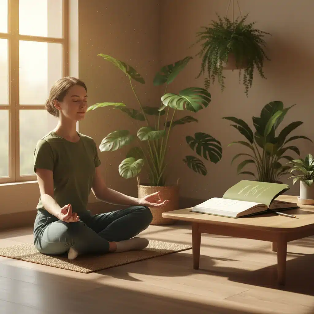 Person practicing mindfulness with 2026 daily planner