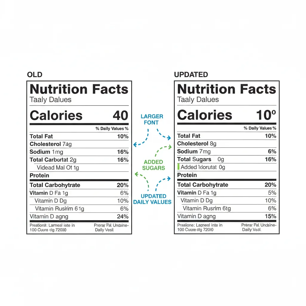 Comparison graphic of old vs. new FDA nutrition facts label