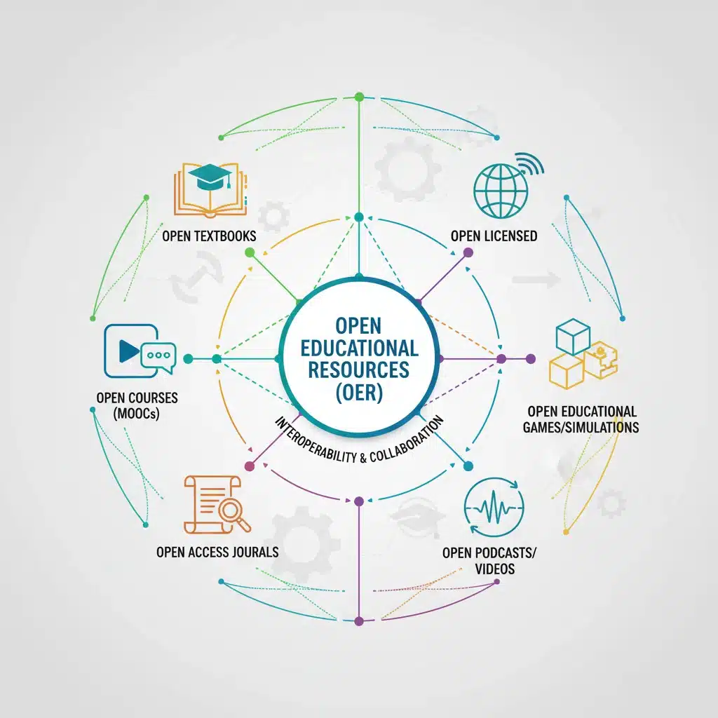Infographic displaying diverse types of Open Educational Resources.