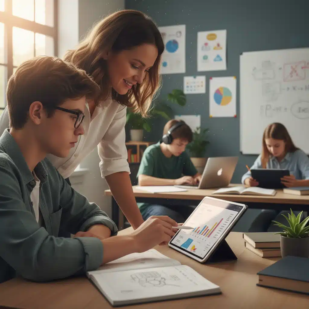 Teacher providing personalized feedback in competency-based classroom