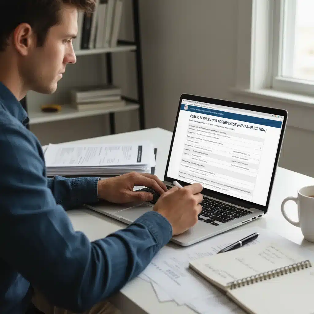 Individual completing online PSLF application form.
