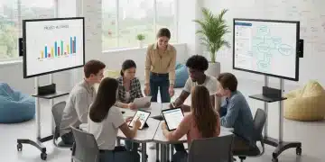 Navigating the 2026 Shift to Competency-Based Education in US Schools Students collaborating in a modern competency-based classroom