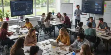 Beyond Grades: New Metrics for Student Success 2026 Students collaborating on a project in a modern classroom, embodying new student success metrics.